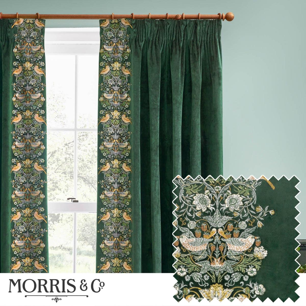 Morris & Co. Strawberry Thief Embroidered Pencil Pleat Curtains – image 5