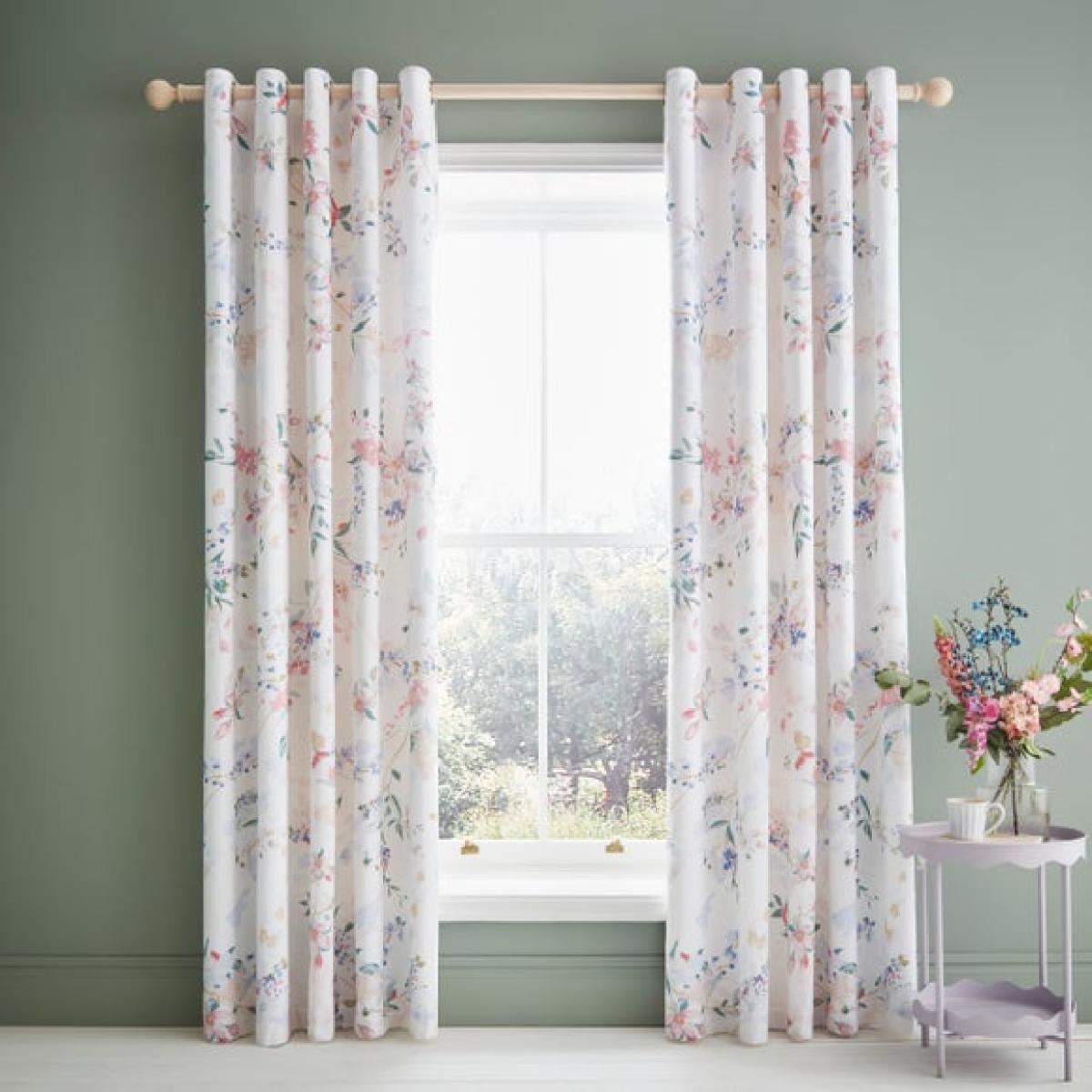 Esther Floral Polycotton Blackout Eyelet Curtains – image 2