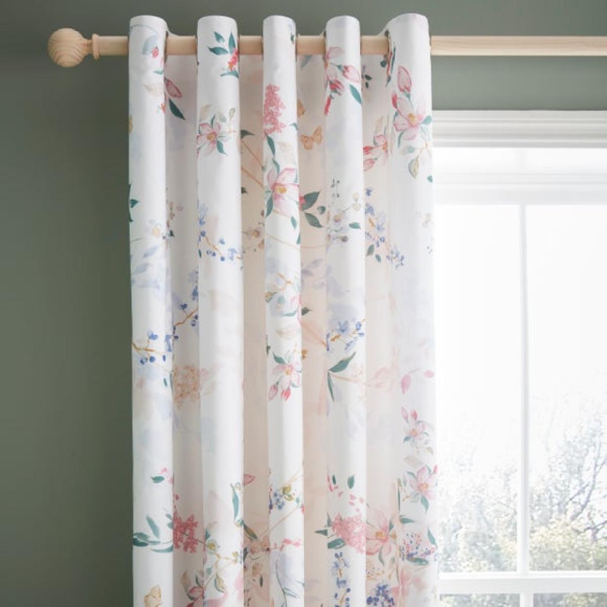 Esther Floral Polycotton Blackout Eyelet Curtains – image 1