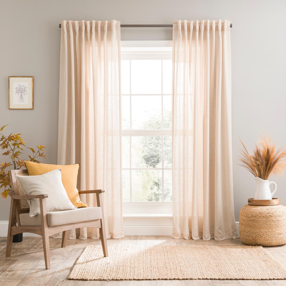Touch of Linen Natural Unlined Tab Top Curtains Natural – image 2