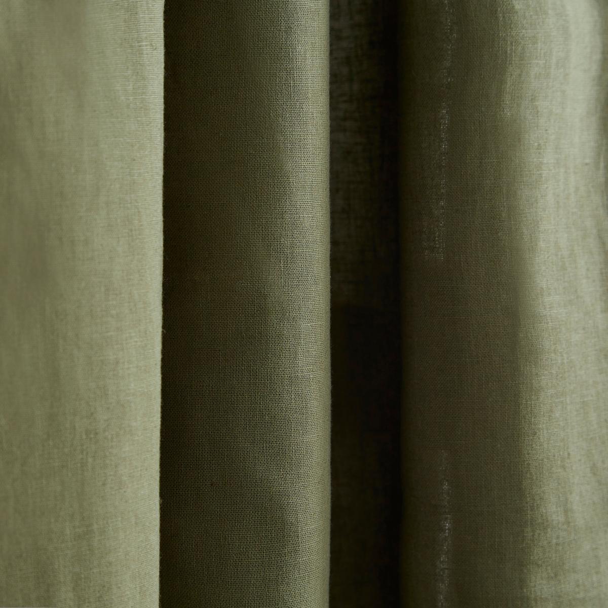 Contrast Edge Pencil Pleat Curtains Olive – image 3
