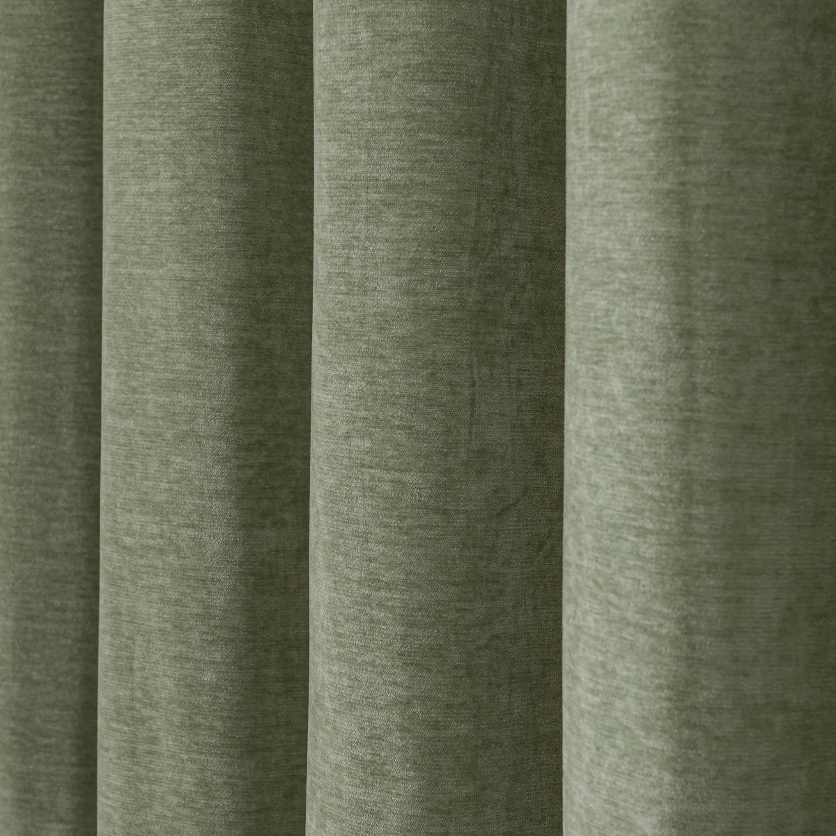 Vintage Chenille Pencil Pleat Curtains Sage – image 3