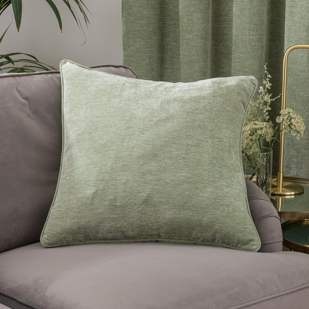 Vintage Chenille Pencil Pleat Curtains Sage – image 6