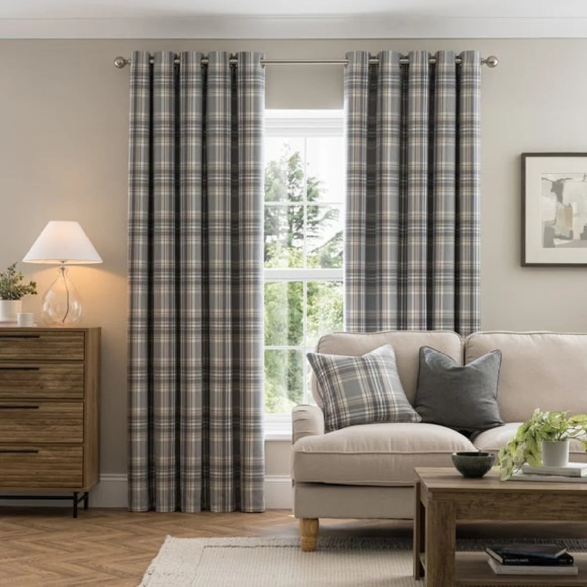 Belhaven Check Eyelet Curtains – image 2