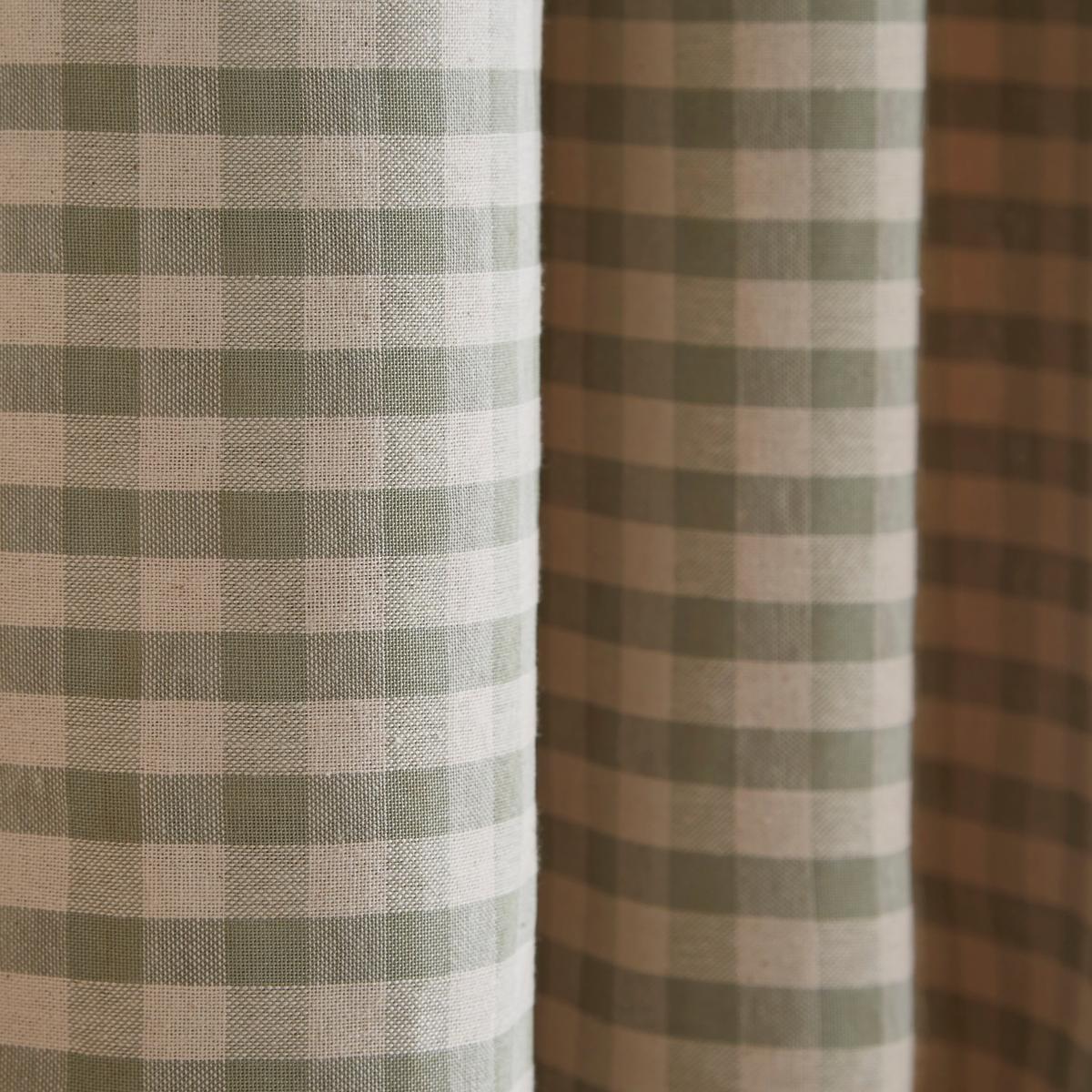 Gingham Pencil Pleat Curtains Sage – image 3