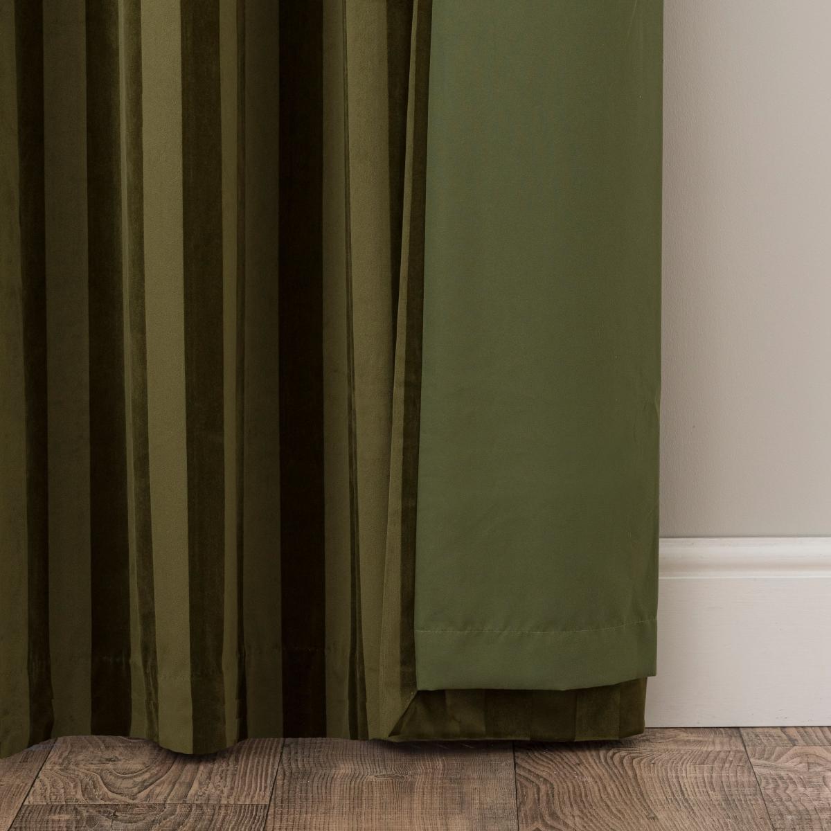 Milford Stripe Eyelet Curtains Moss Green – image 6