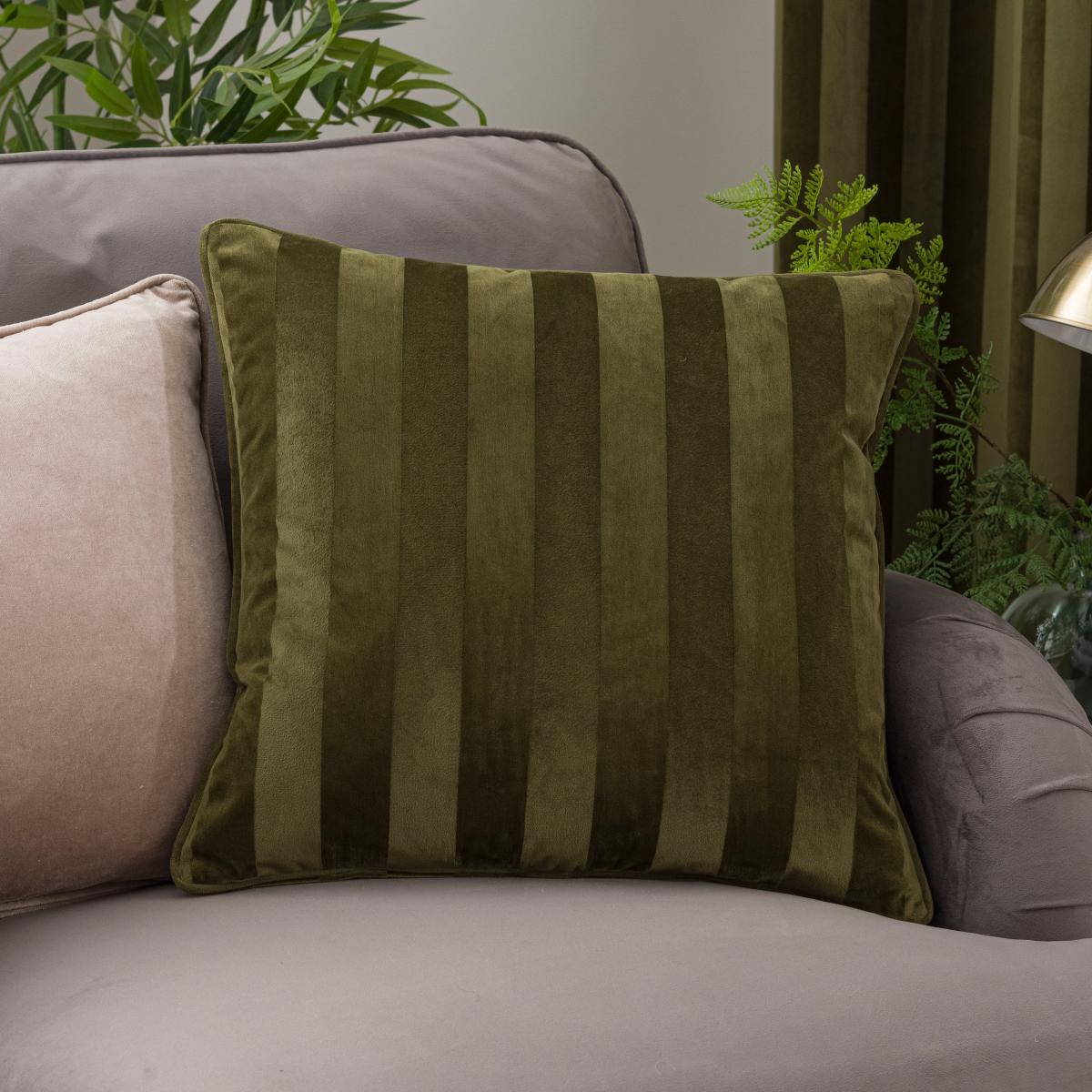 Milford Stripe Eyelet Curtains Moss Green – image 7