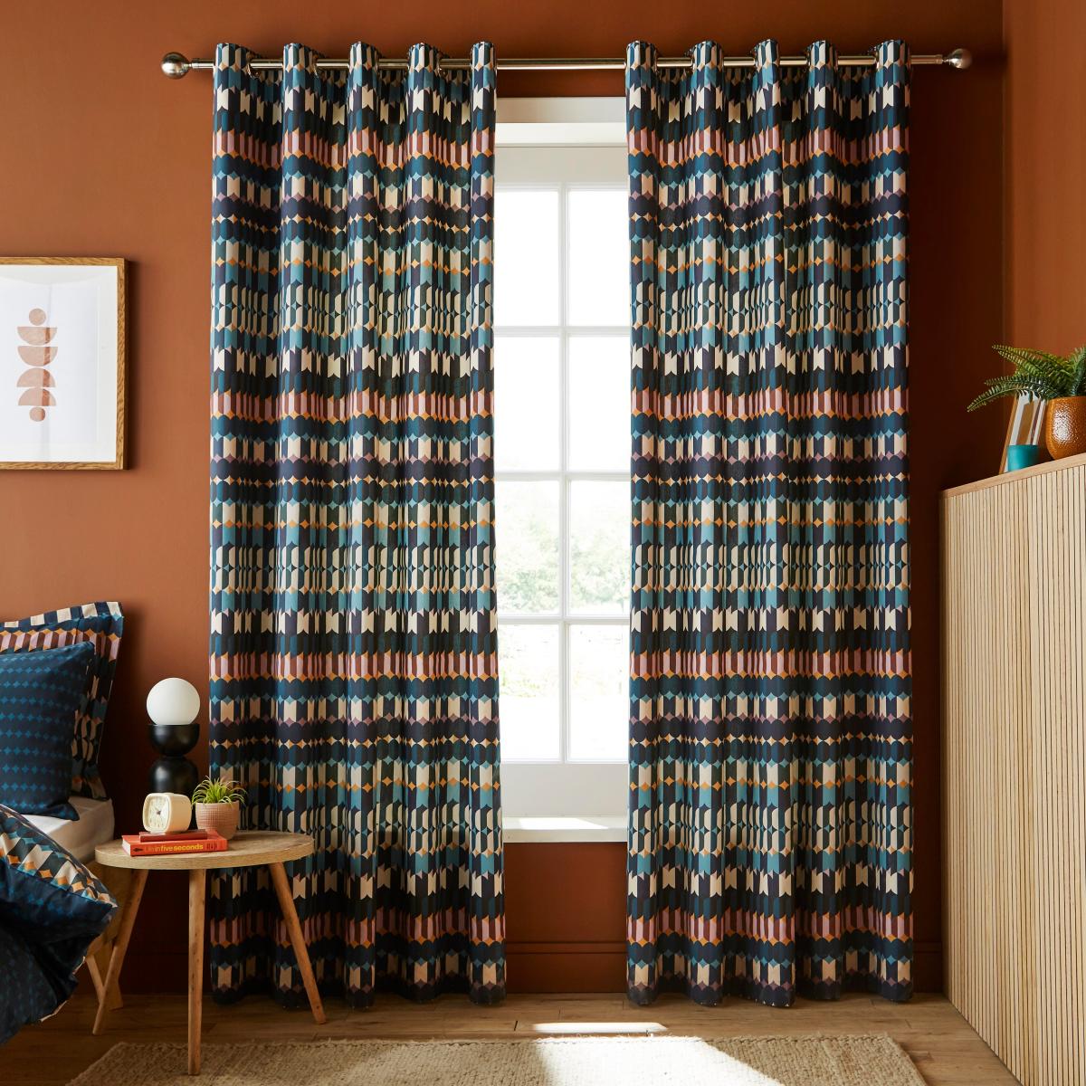 Oden Geometric Eyelet Curtains MultiColoured – image 3