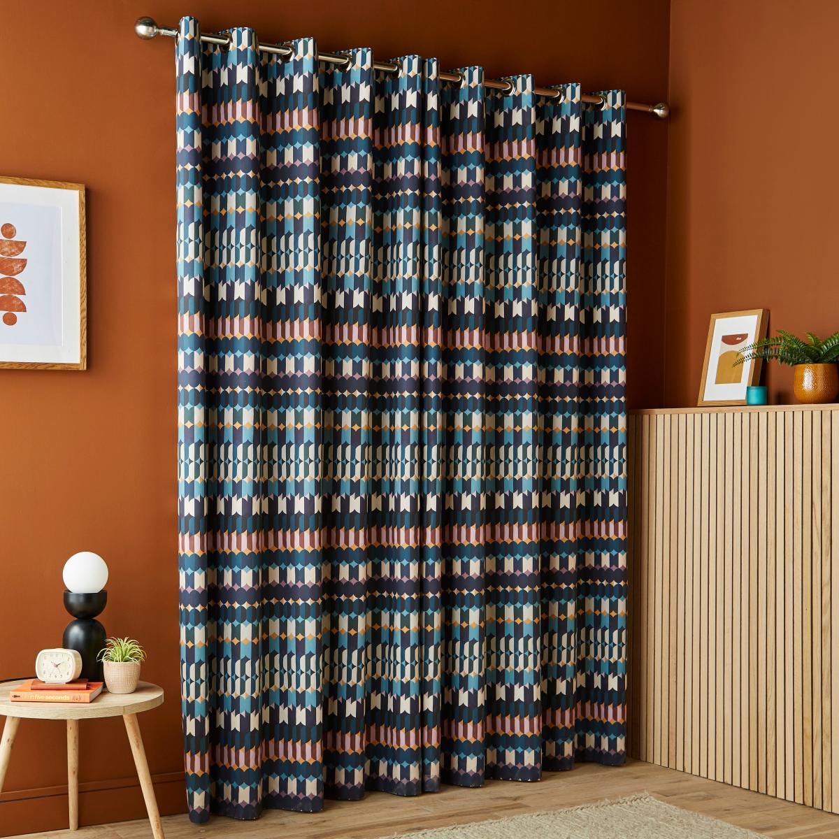 Oden Geometric Eyelet Curtains MultiColoured – image 5