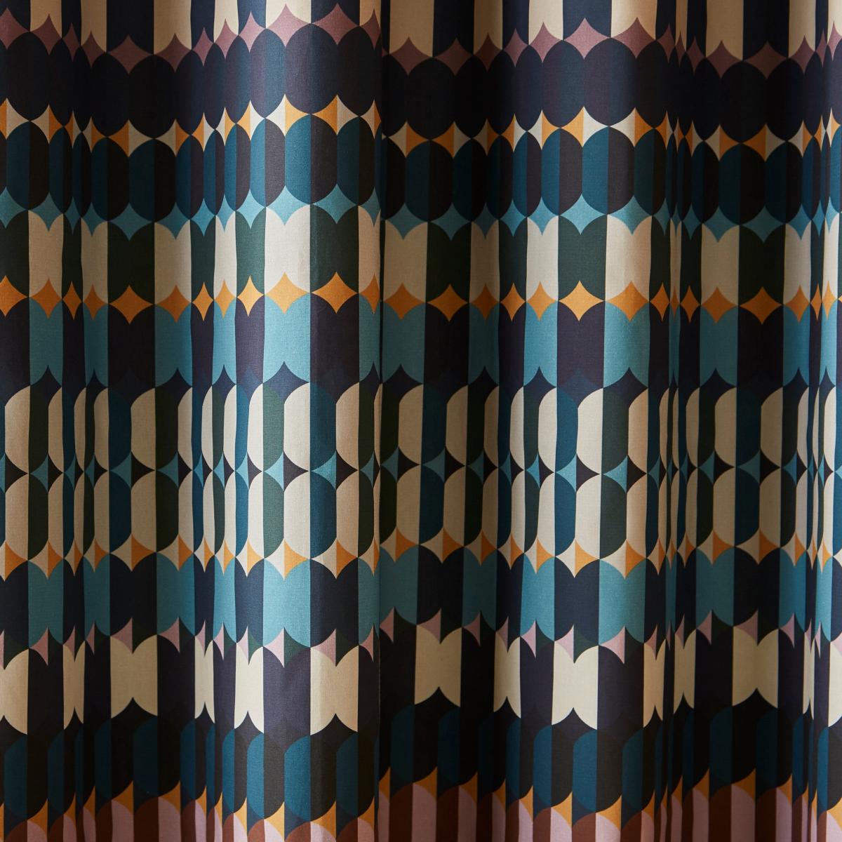 Oden Geometric Eyelet Curtains MultiColoured – image 1