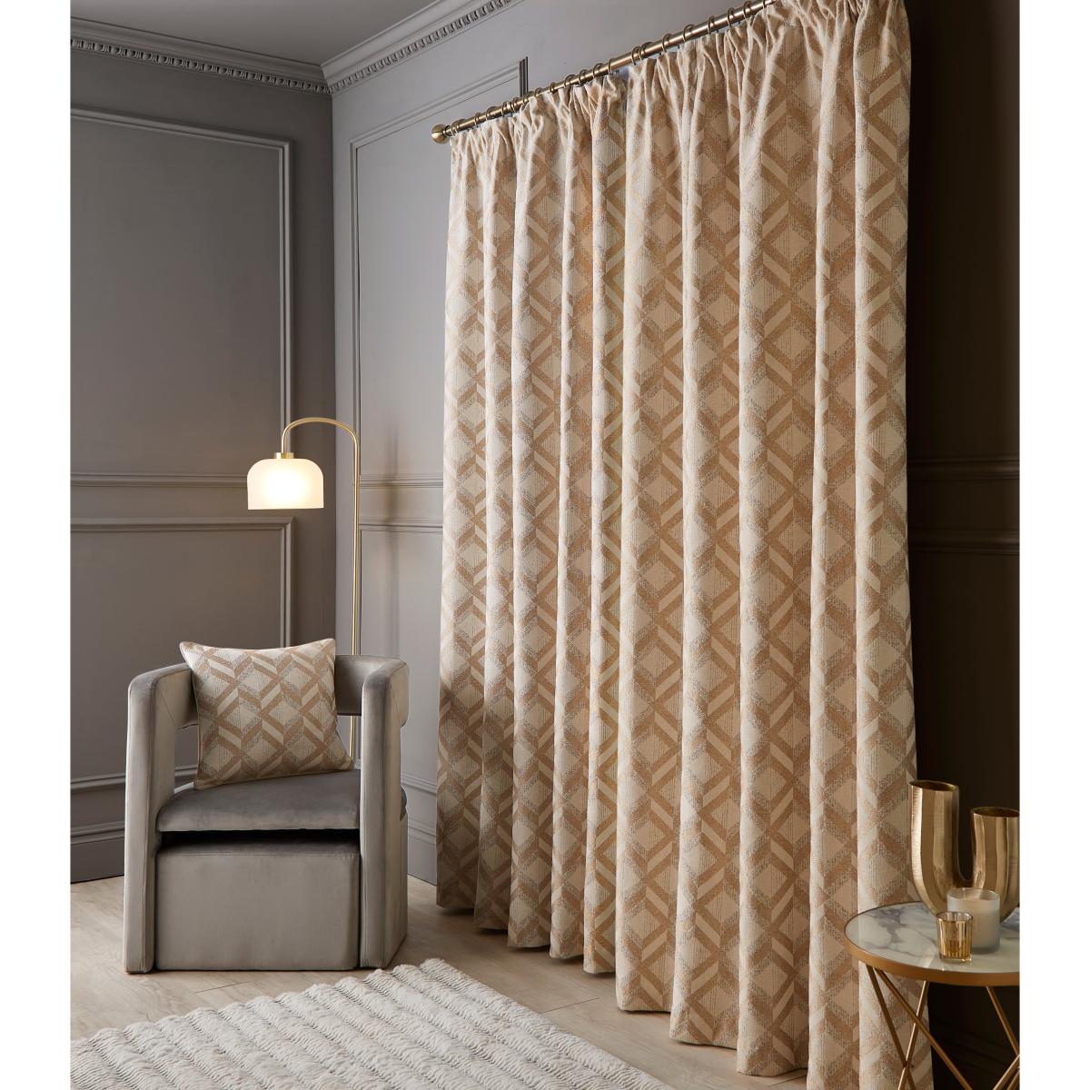 Luxe Jacquard Geo Pencil Pleat Curtains – image 2
