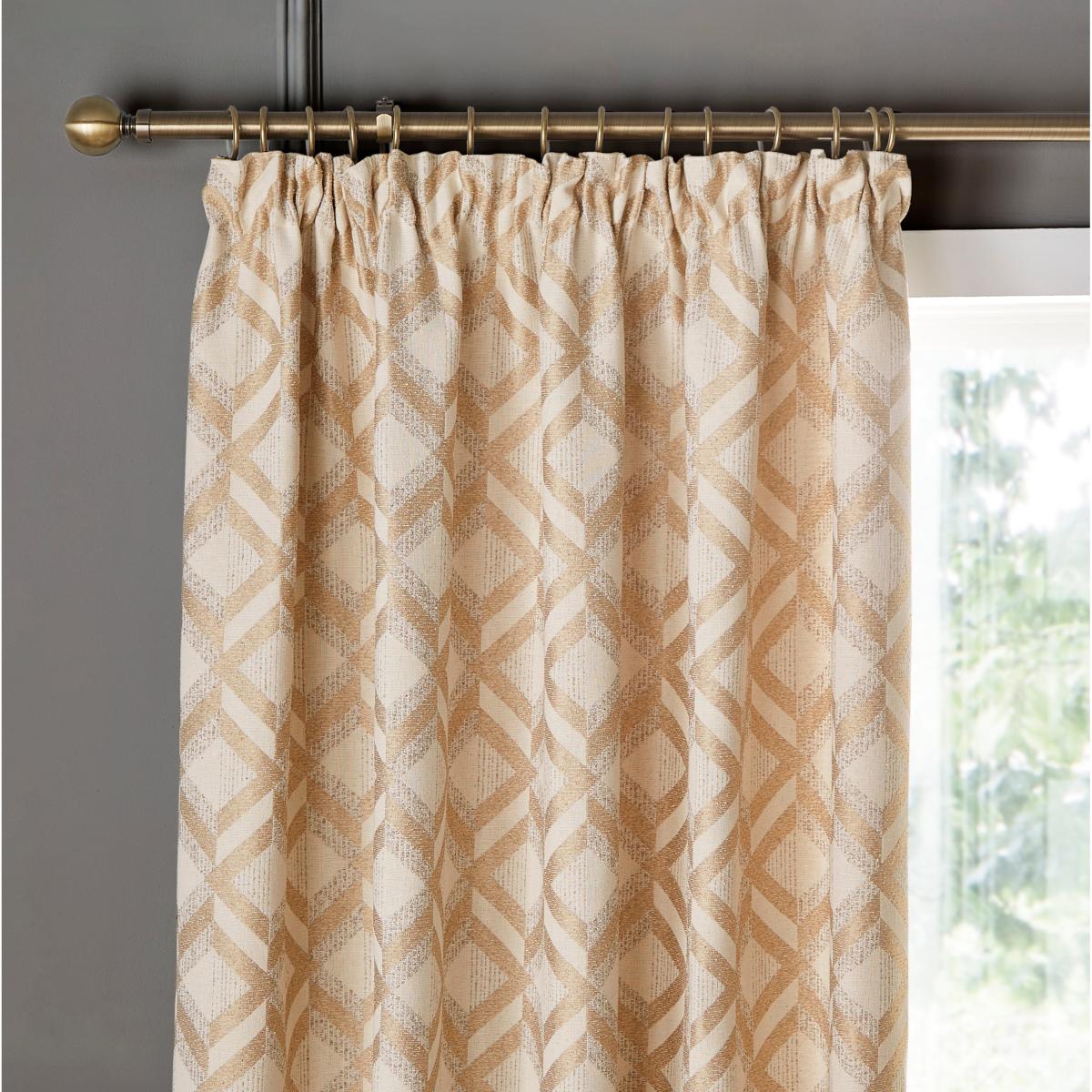 Luxe Jacquard Geo Pencil Pleat Curtains – image 3
