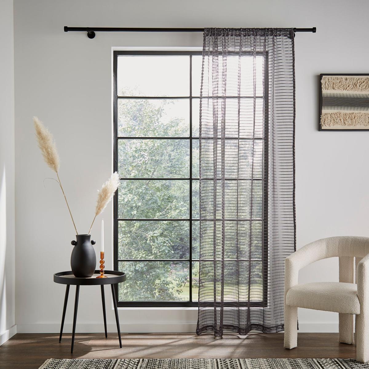 Open Weave Maxi Slot Top Curtain Charcoal – image 2
