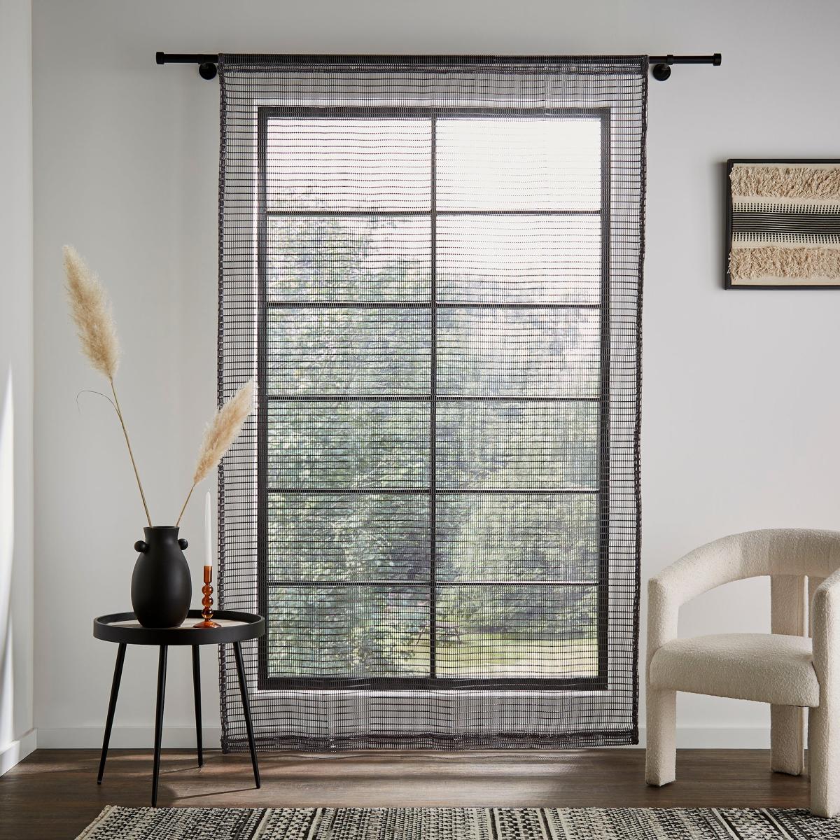 Open Weave Maxi Slot Top Curtain Charcoal – image 4