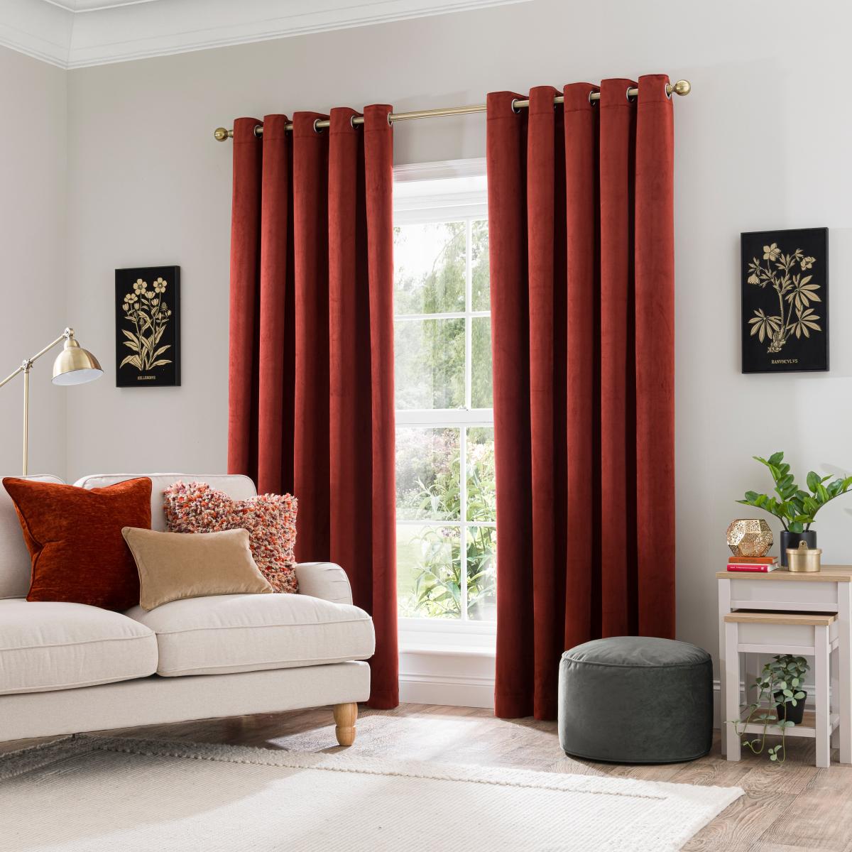 Isla Ultra Blackout Eyelet Curtains Orange Umber – image 2
