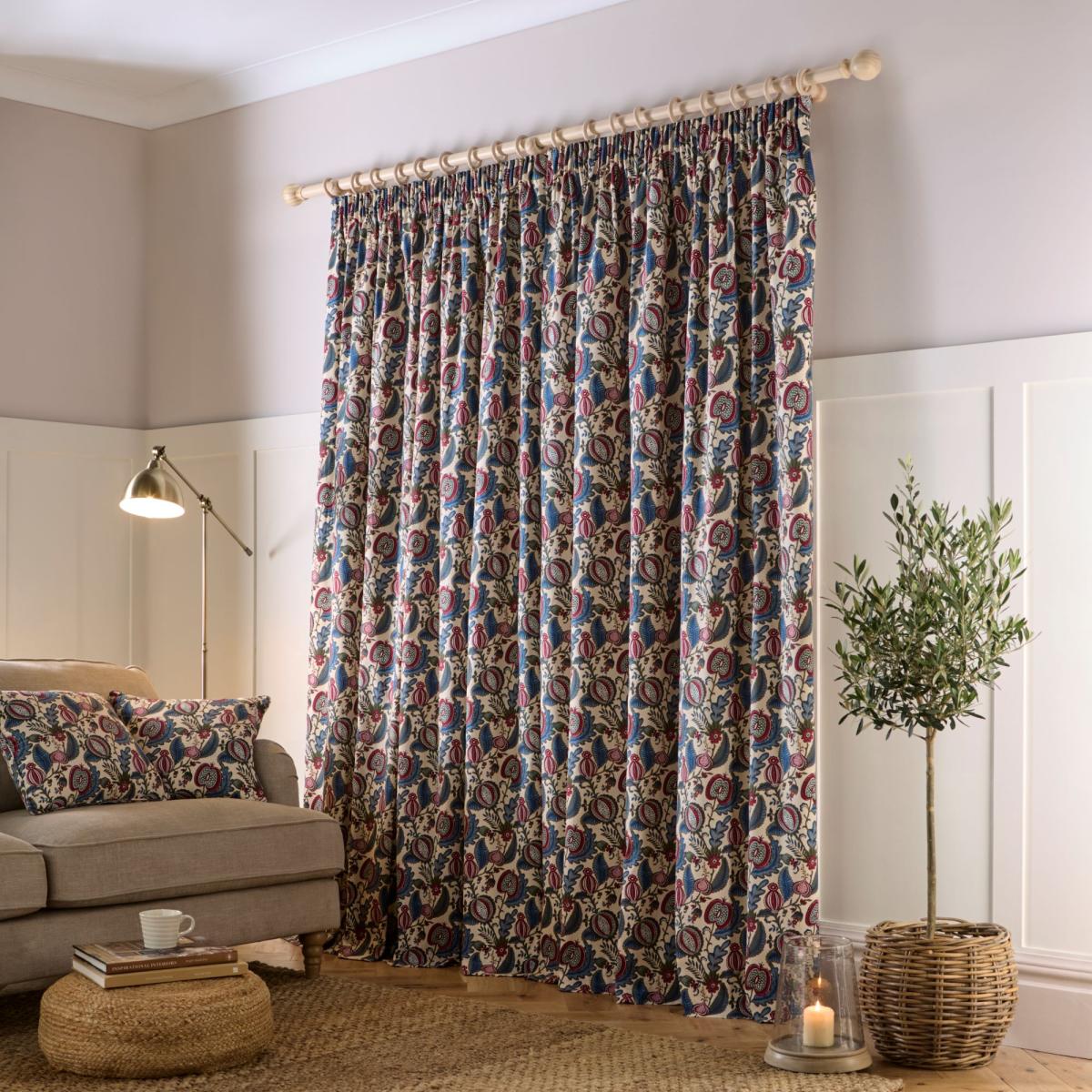 Forest Fruits Pencil Pleat Curtains Natural – image 3