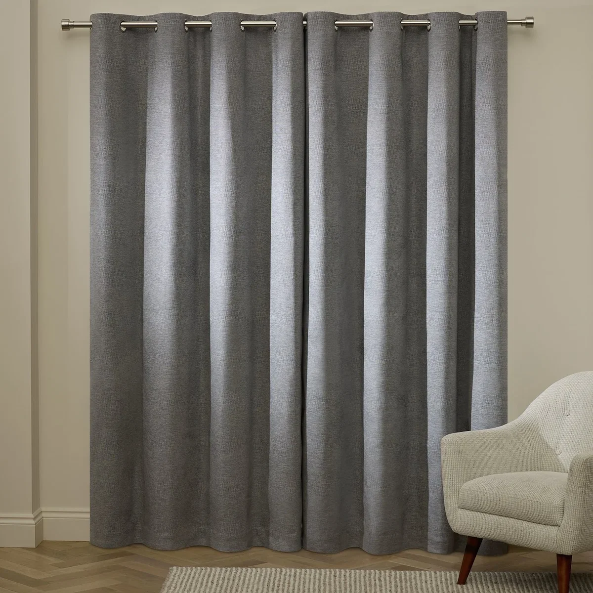 Habitat Basket Weave Blackout Eyelet Curtain - Natural - 117x183cm – image 3