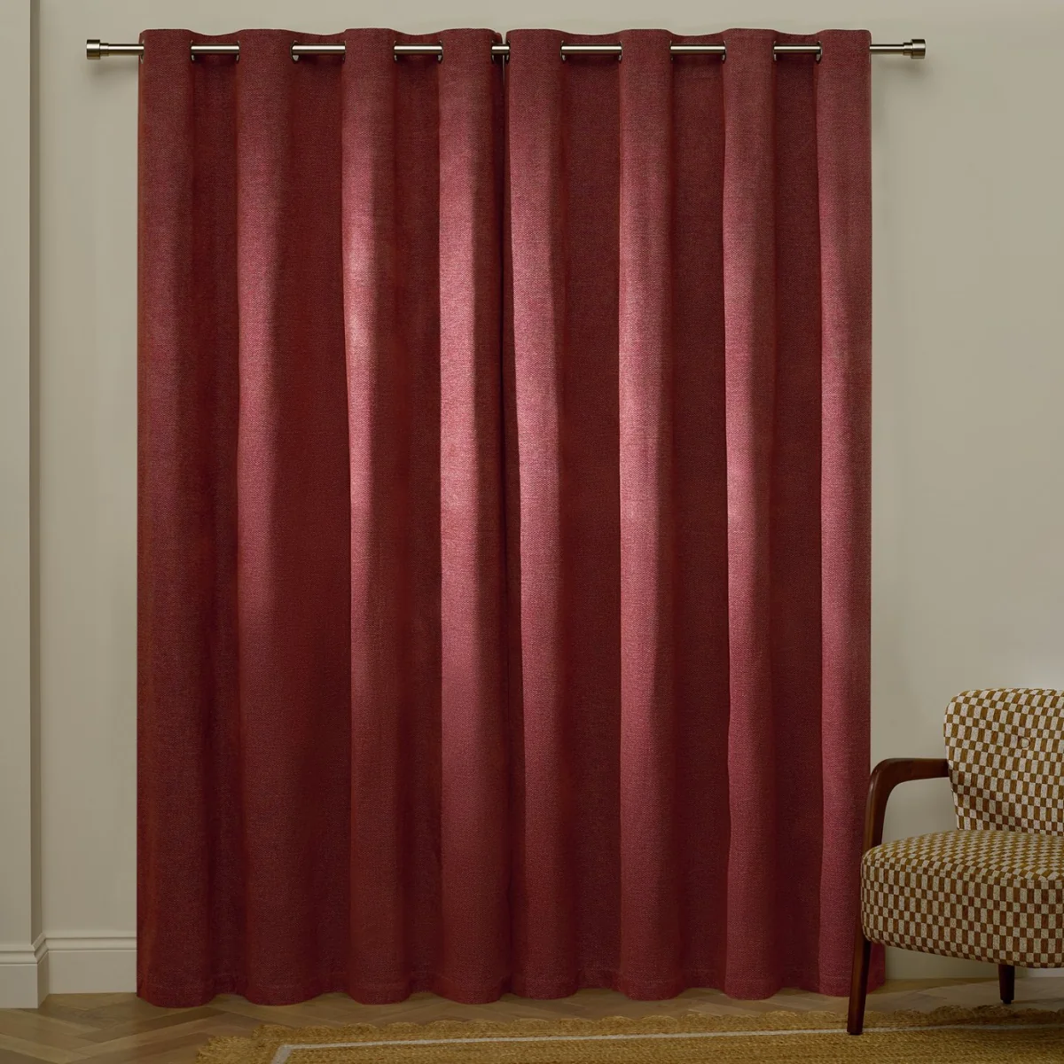Habitat Basket Weave Blackout Eyelet Curtain - Terracotta - 229x183cm – image 3