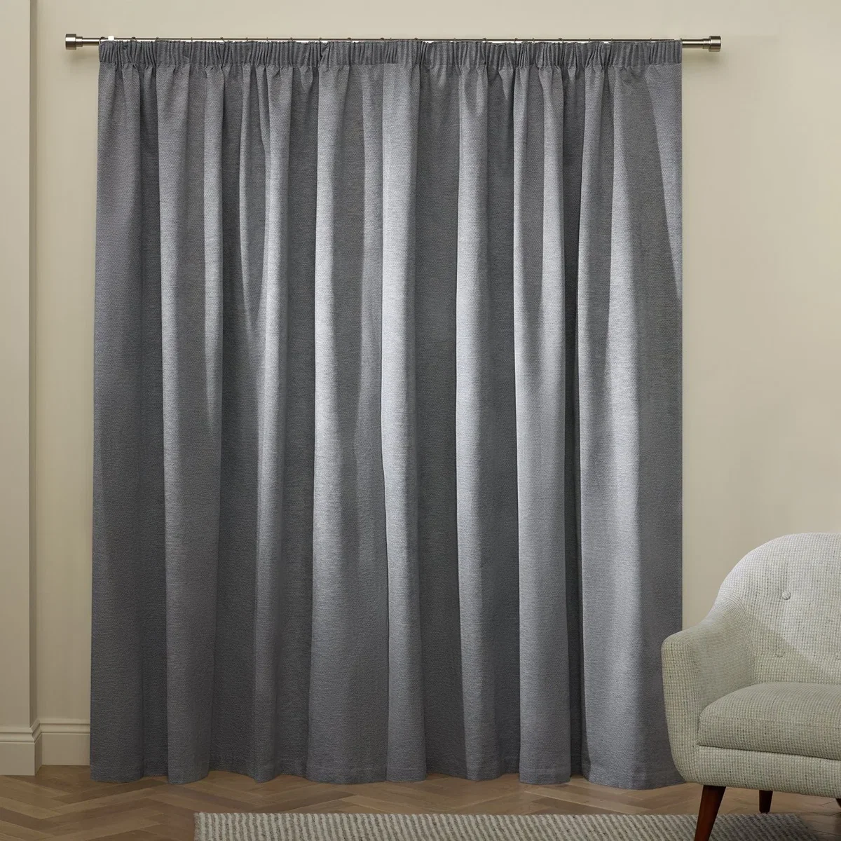 Habitat Basket Weave Blackout Pencil Pleat Curtain - Natural - 229x183cm – image 3