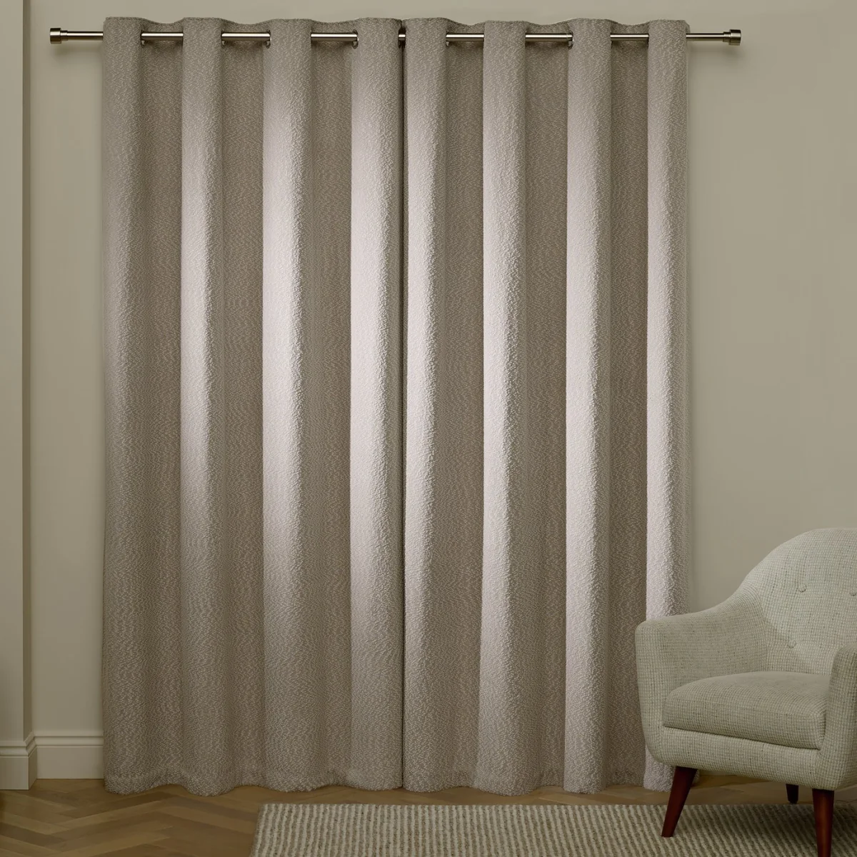 Habitat Textured Blackout Boucle Eyelet Curtain - Stone - 168x228cm – image 3