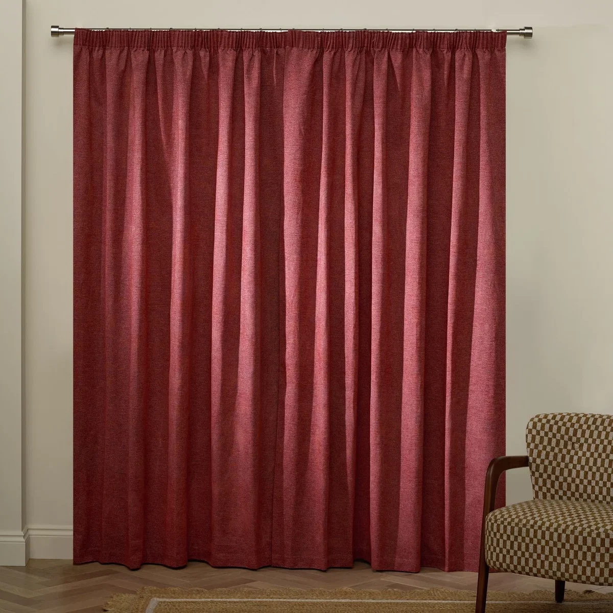 Habitat Basket Weave Blackout Pencil Pleat Curtain - Terracotta - 229x229cm – image 3
