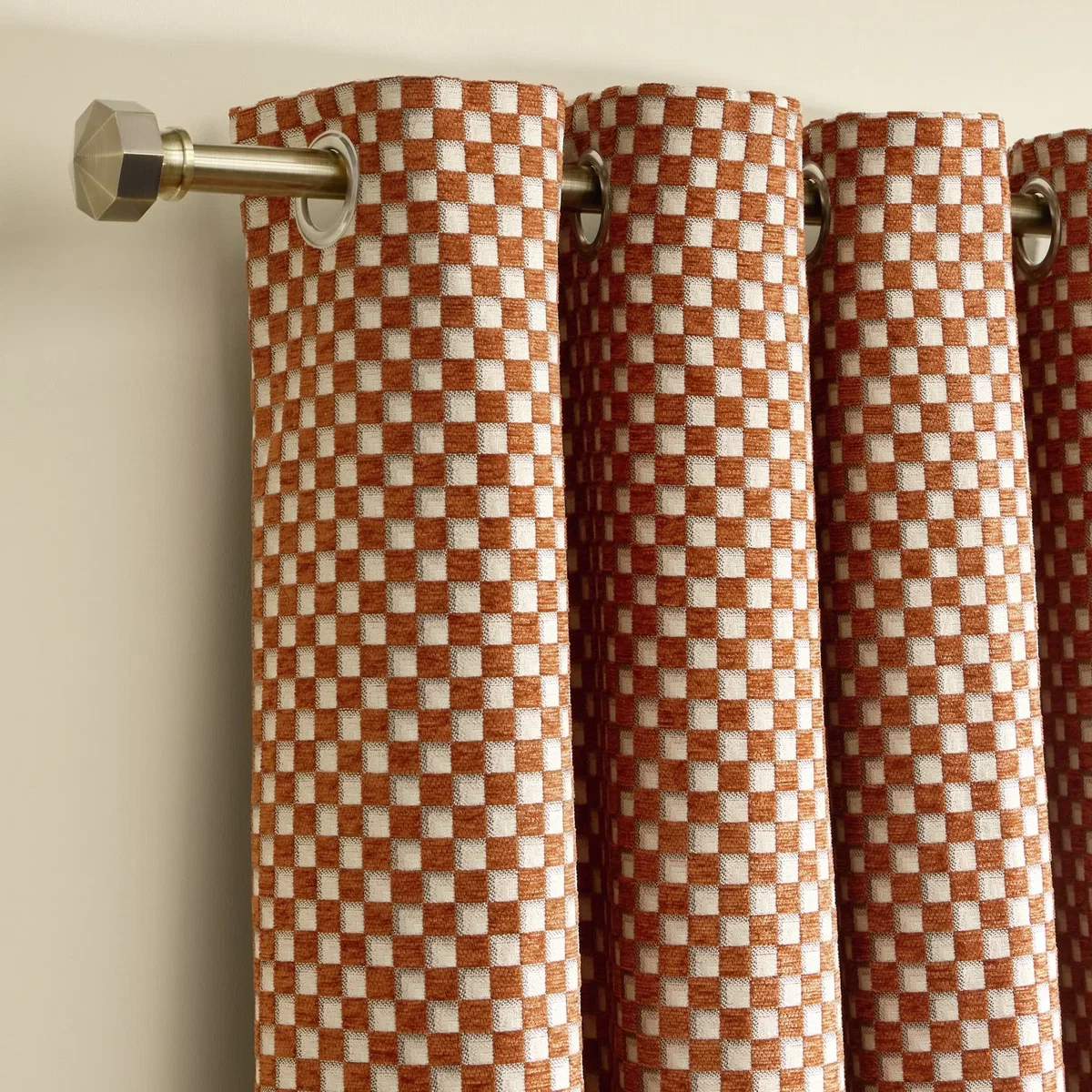Habitat Chequered Blackout Eyelet Curtain - Burnt Orange - 229x229cm – image 4