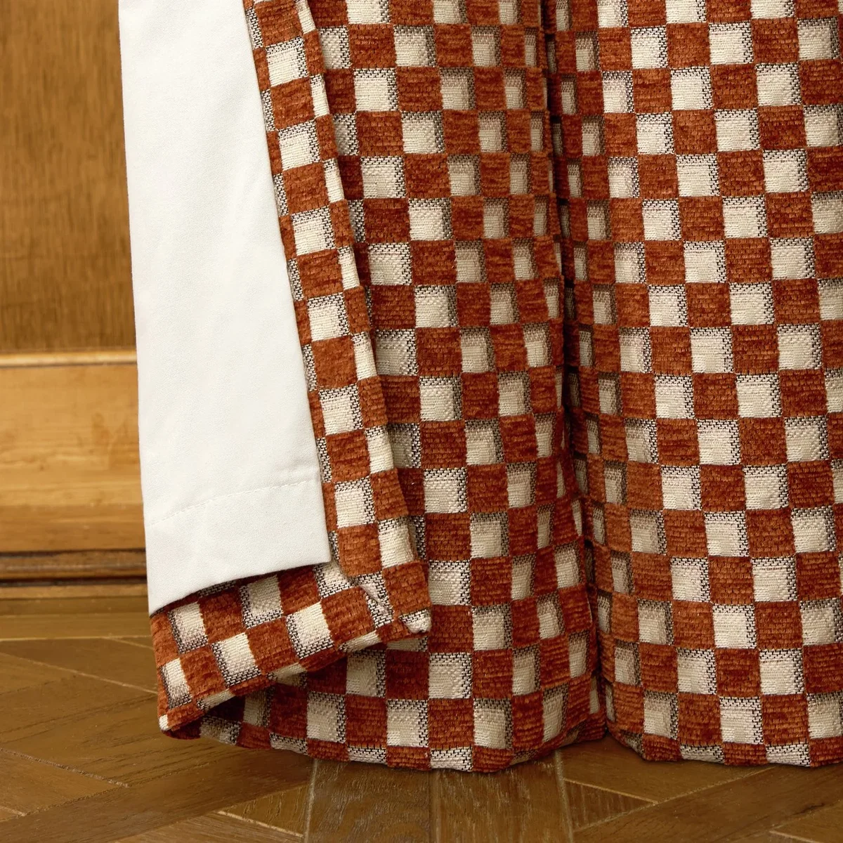 Habitat Chequered Blackout Eyelet Curtain - Burnt Orange - 229x229cm – image 5