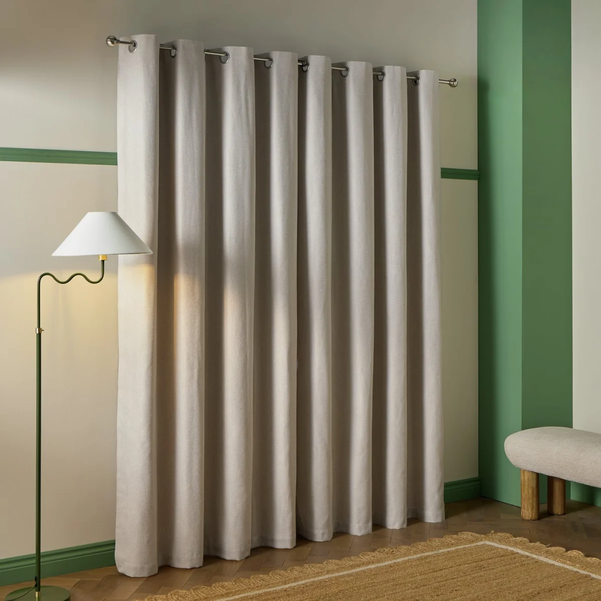 Habitat Textured Blackout Herringbone Eyelet Curtain - Cream - 168x229cm – image 3