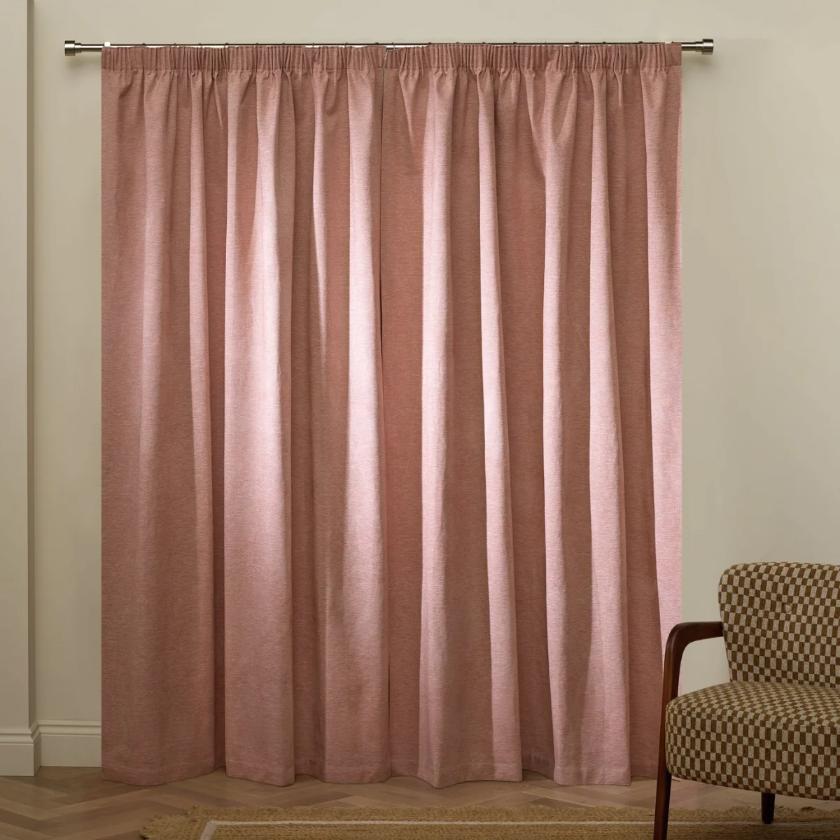 Habitat Basket Weave Blackout Pencil Pleat Curtain - Rose - 229x229cm – image 3