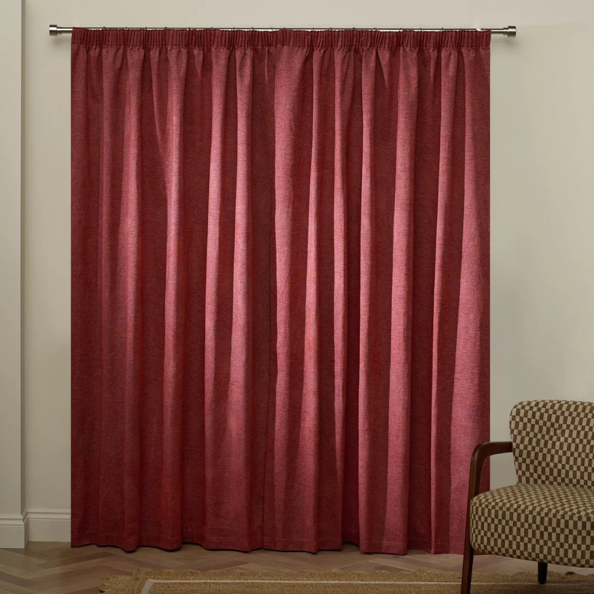 Habitat Basket Weave Blackout Pencil Pleat Curtain - Terracotta - 117x183cm – image 3