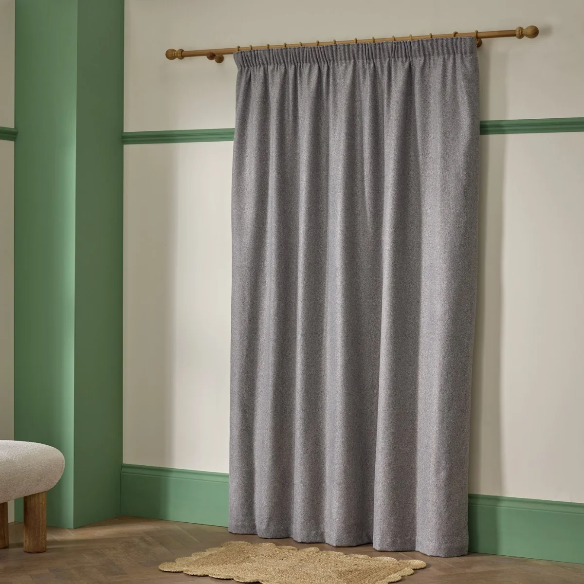 Habitat Thermal Herringbone Pencil Pleat Door Curtain - Dark Grey - 168x213cm – image 3
