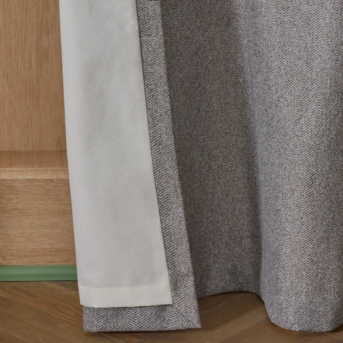 Habitat Thermal Herringbone Pencil Pleat Door Curtain - Dark Grey - 168x213cm – image 5