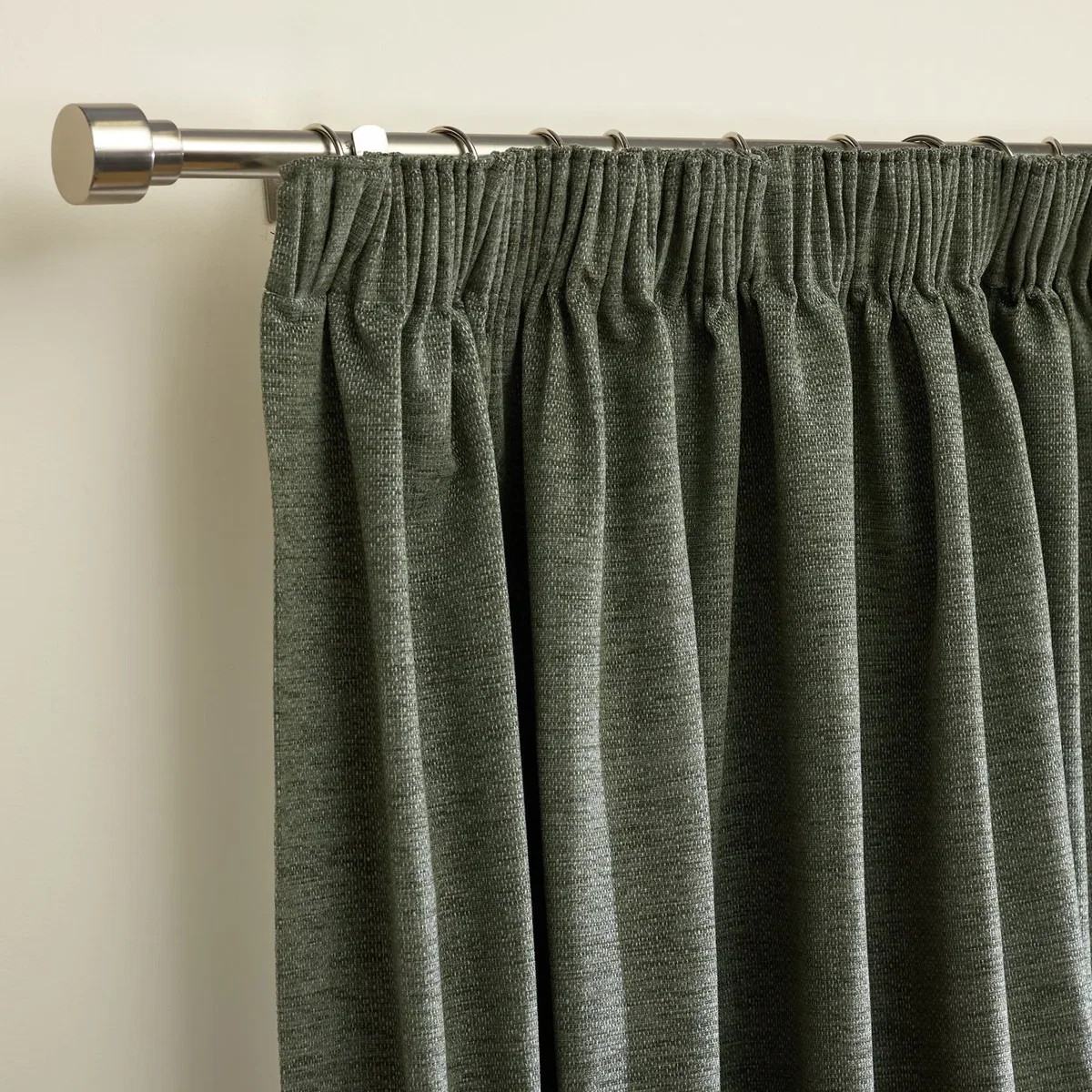 Habitat Basket Weave Blackout Pencil Pleat Curtain - Dark Green - 168x229cm – image 4