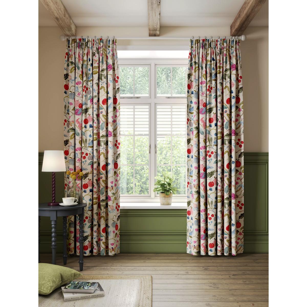 John Lewis Fruit Tree Pencil Pleat Pair Blackout Lined Curtains, Multi – image 2