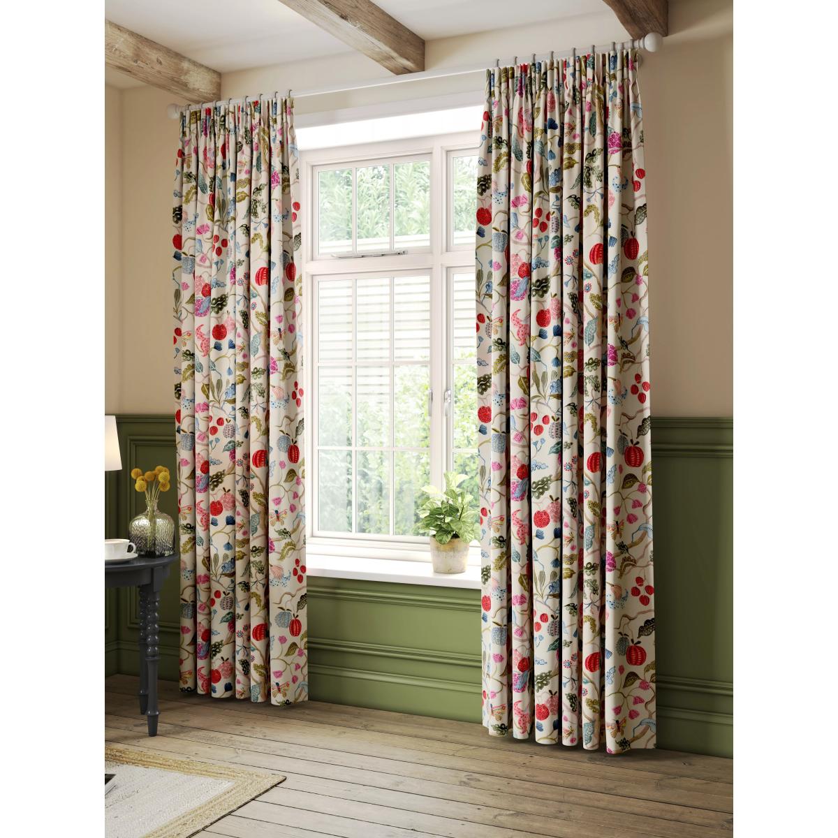 John Lewis Fruit Tree Pencil Pleat Pair Blackout Lined Curtains, Multi – image 3