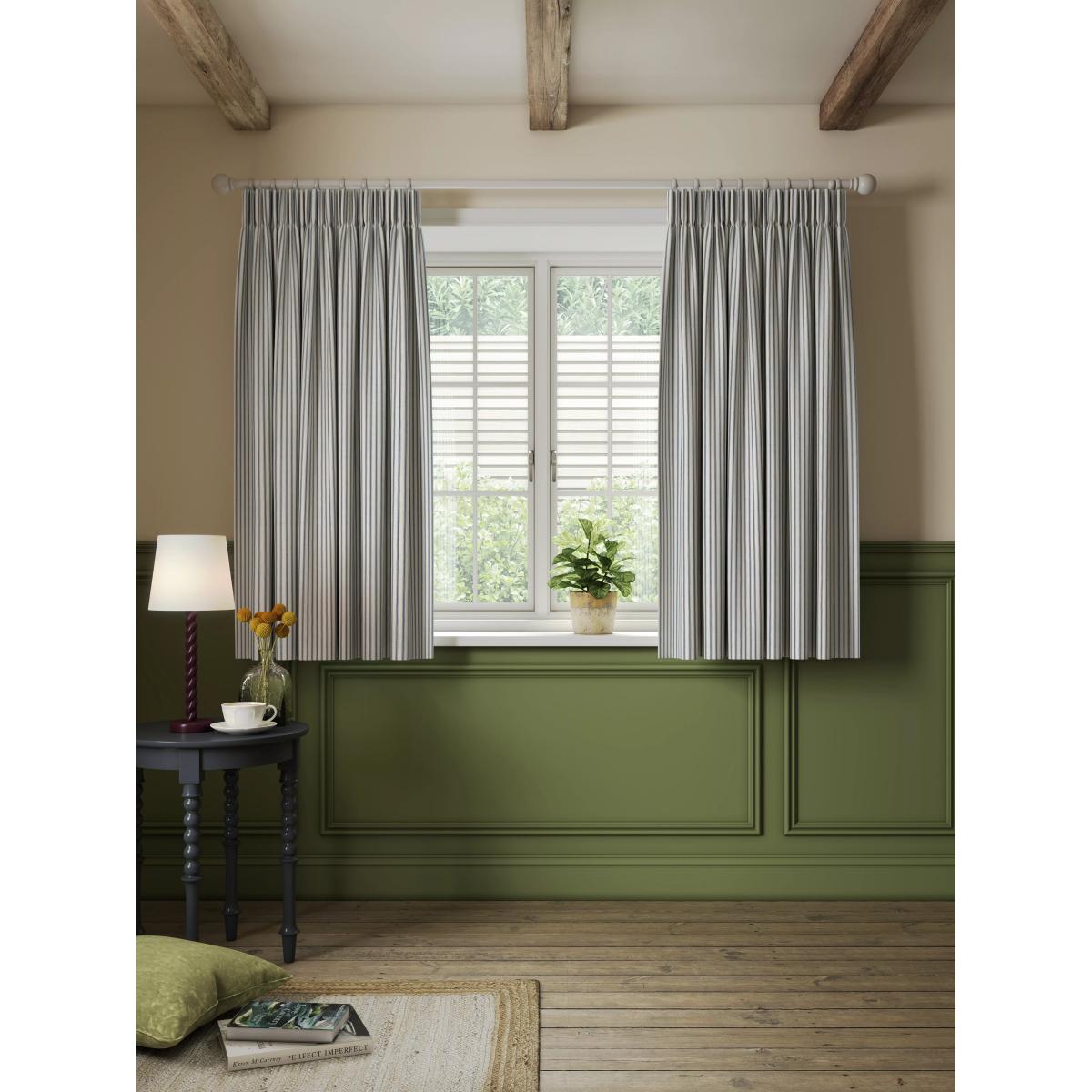John Lewis Ticking Stripe Pair Lined Pencil Pleat Curtains, Loch Blue – image 5