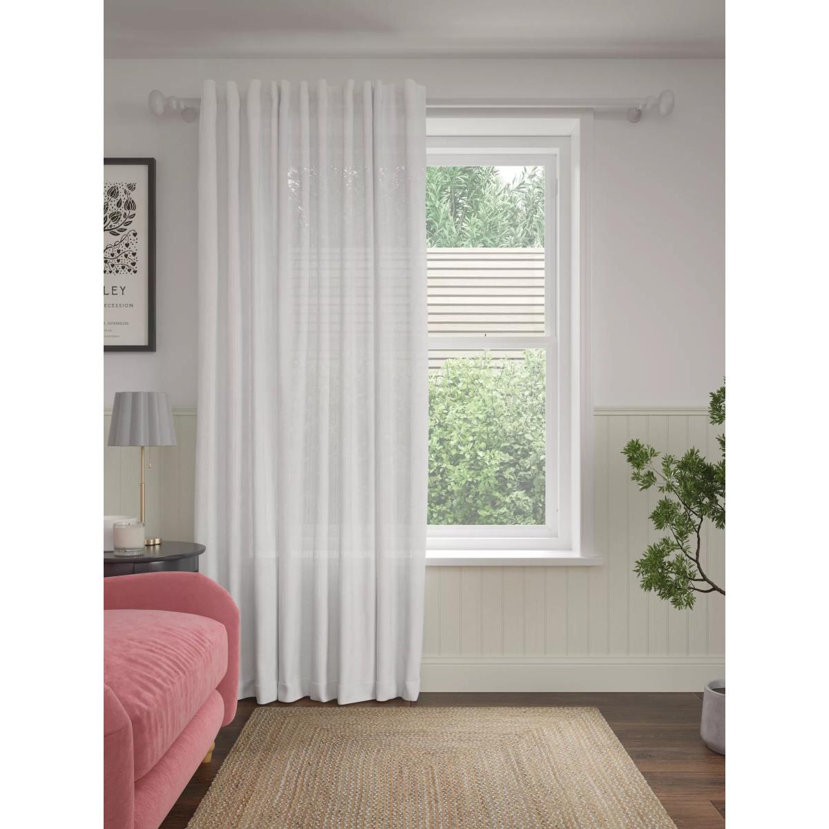 John Lewis Embroidered Edge Hidden Tab Voile Panel, White – image 3
