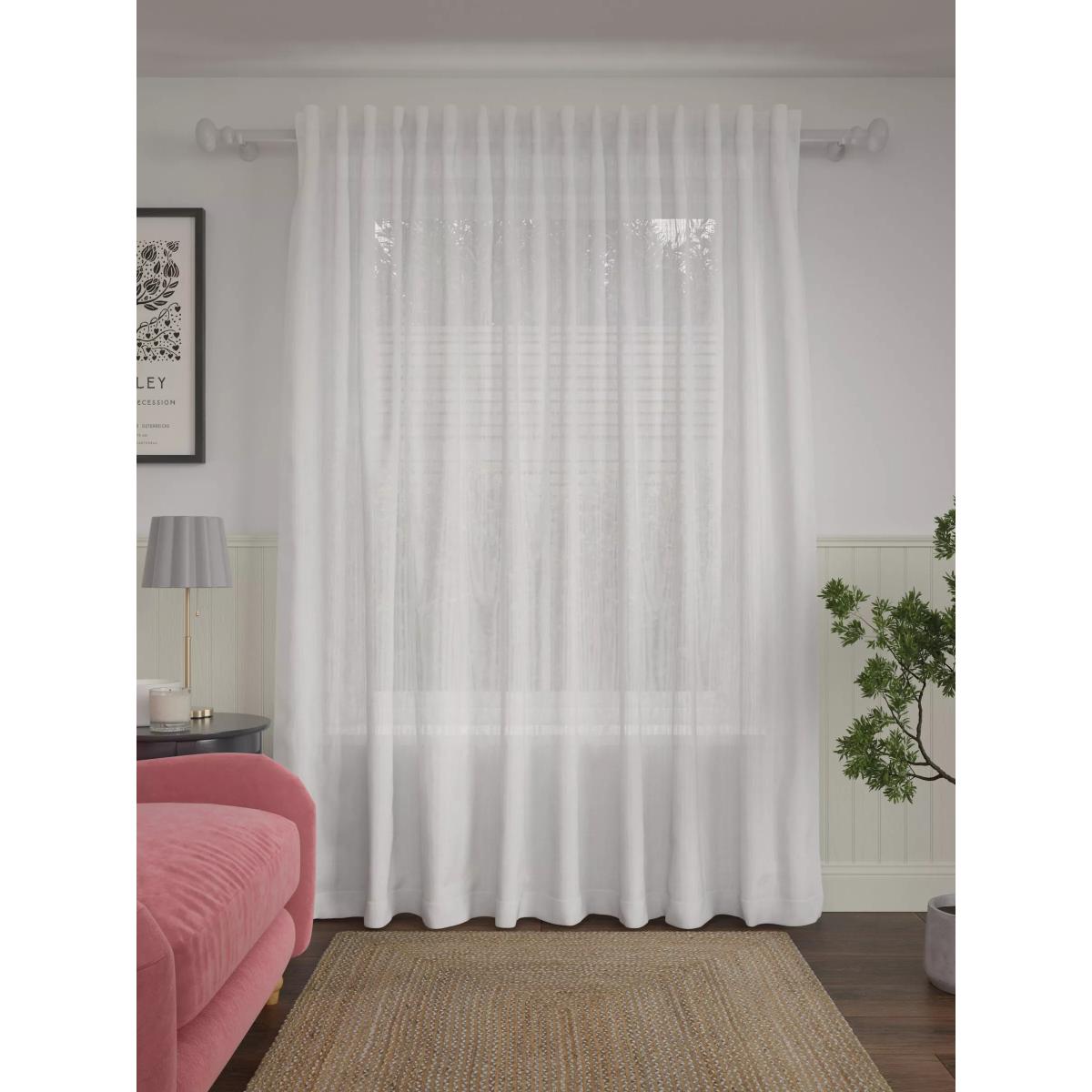 John Lewis Embroidered Edge Hidden Tab Voile Panel, White – image 5