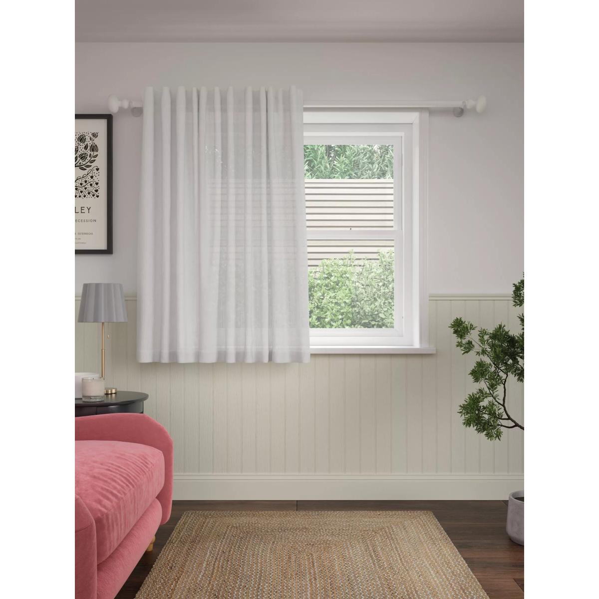 John Lewis Embroidered Edge Hidden Tab Voile Panel, White – image 6