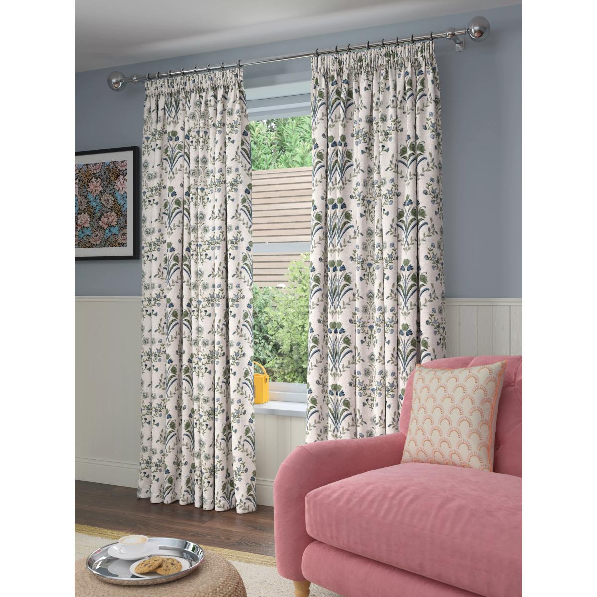 John Lewis Tulipa Pencil Pleat Pair Lined Curtains, Lake Blue – image 3