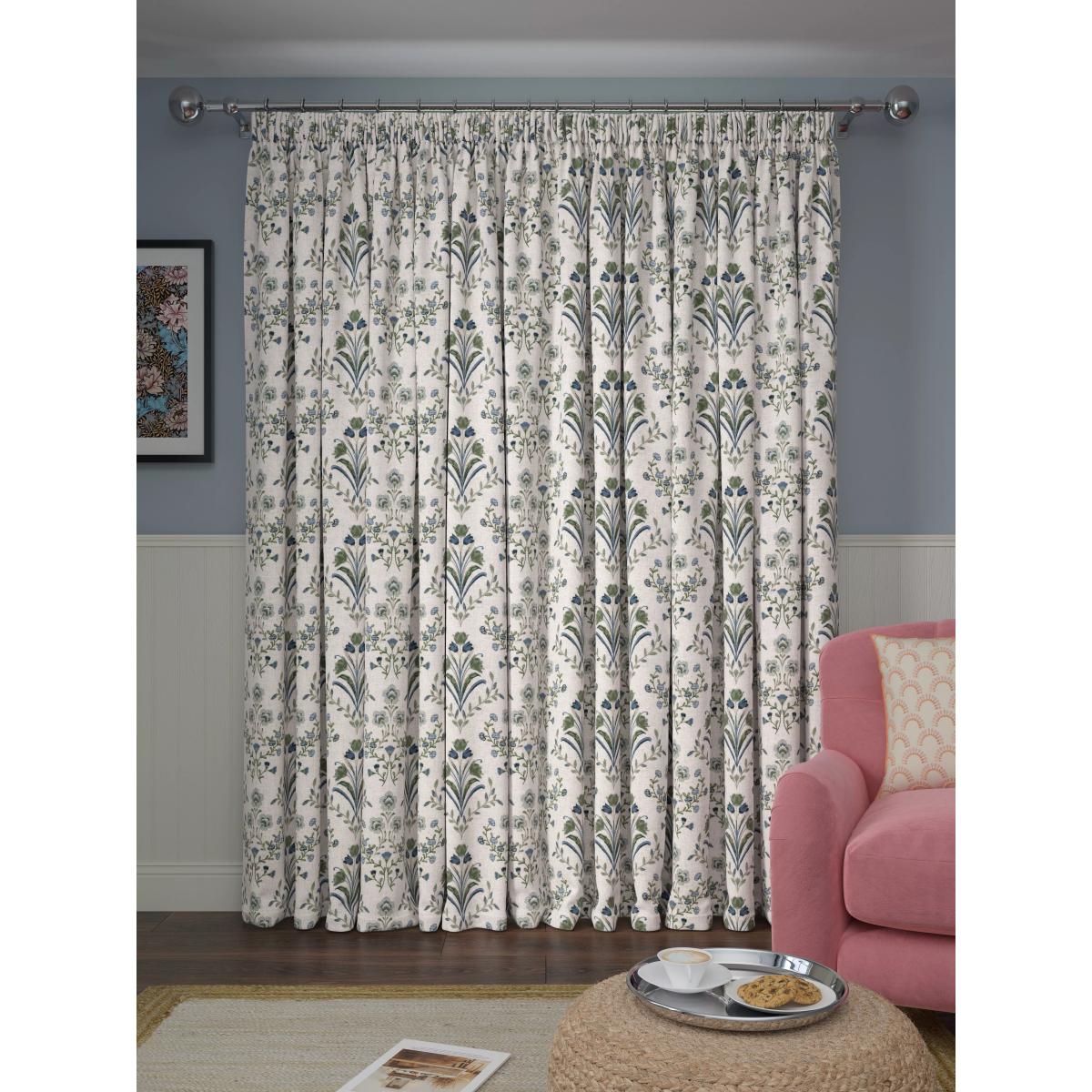 John Lewis Tulipa Pencil Pleat Pair Lined Curtains, Lake Blue – image 4