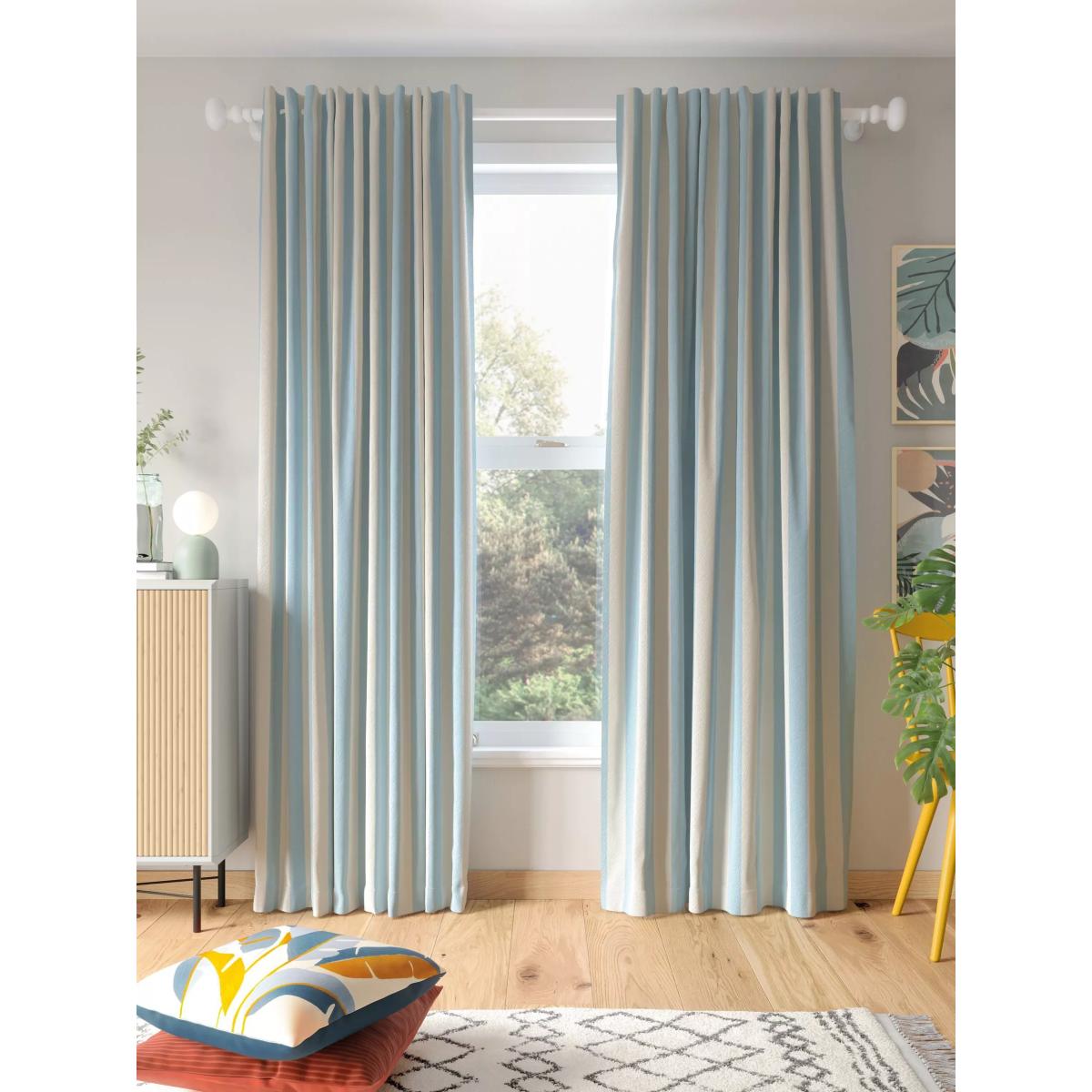 John Lewis ANYDAY Block Stripe Pair Multiway Curtains, Celeste Blue – image 2
