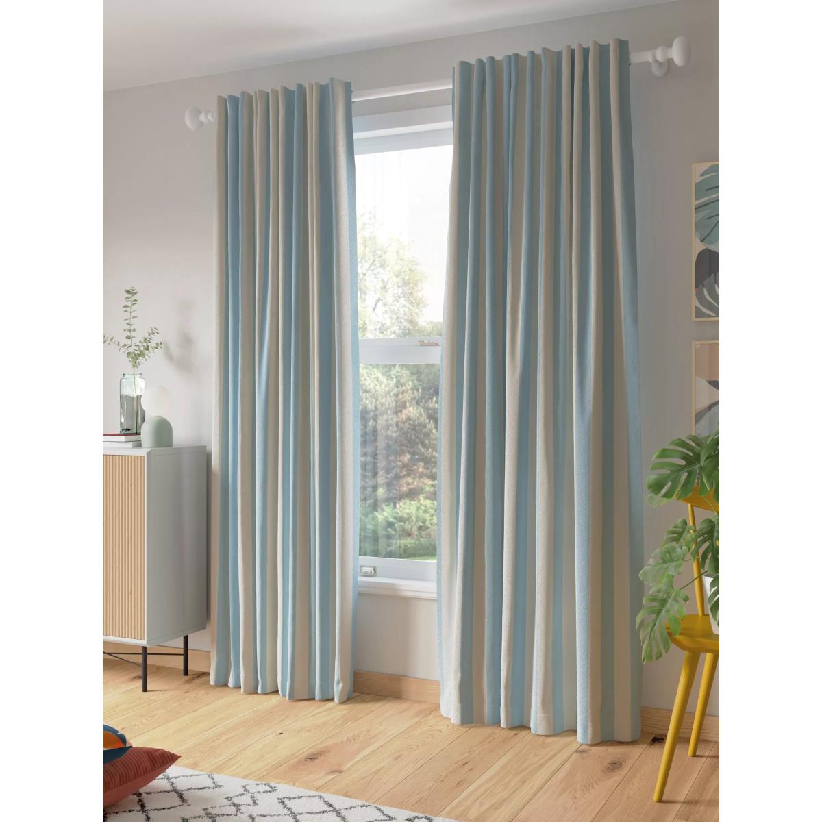 John Lewis ANYDAY Block Stripe Pair Multiway Curtains, Celeste Blue – image 3