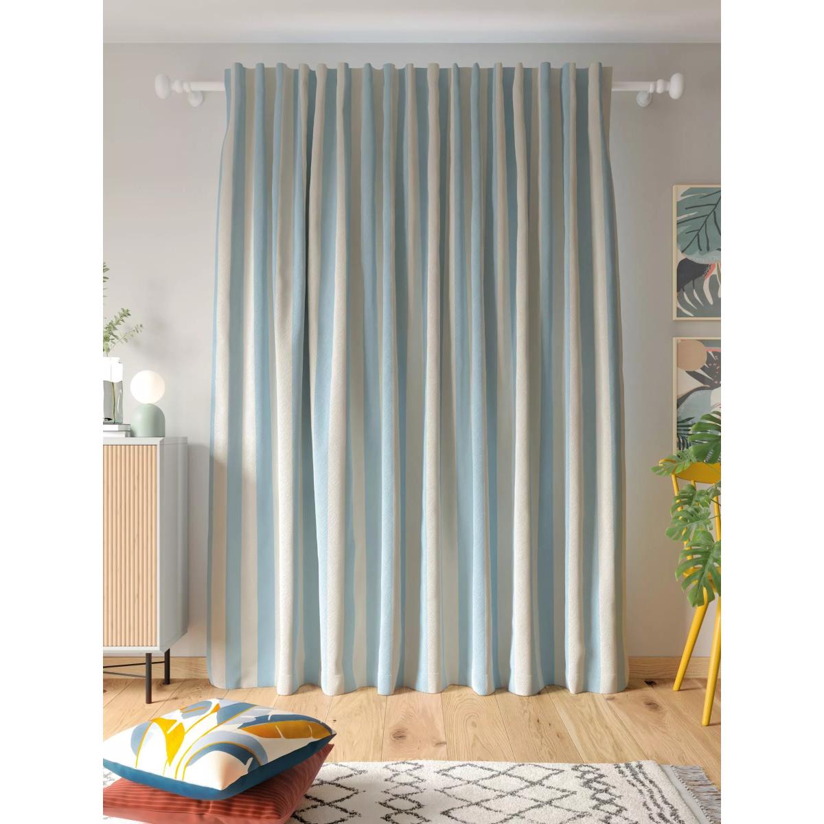 John Lewis ANYDAY Block Stripe Pair Multiway Curtains, Celeste Blue – image 4