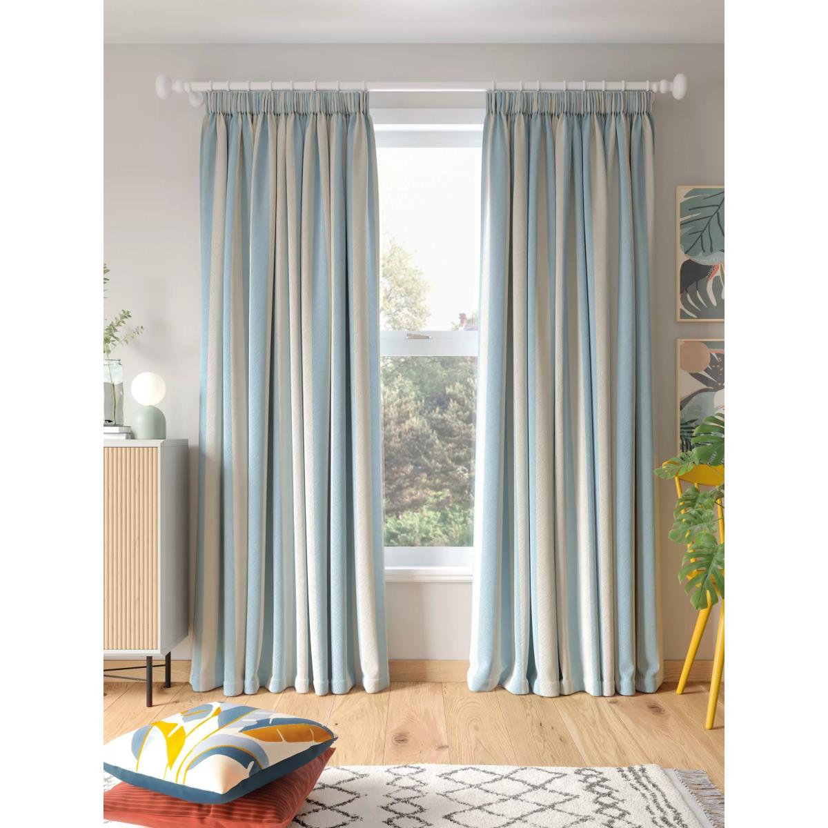 John Lewis ANYDAY Block Stripe Pair Multiway Curtains, Celeste Blue – image 7