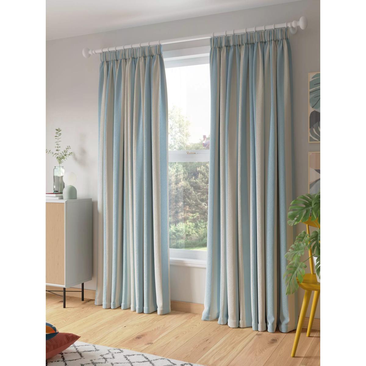 John Lewis ANYDAY Block Stripe Pair Multiway Curtains, Celeste Blue – image 8