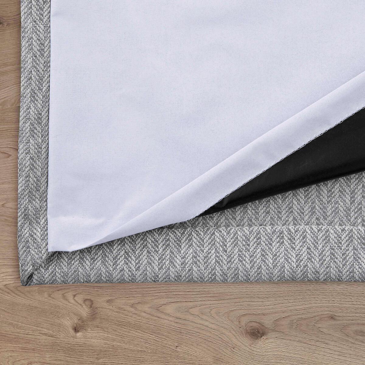 Faux Wool Woven Herringbone Blackout Lined Eyelet Curtains – image 3