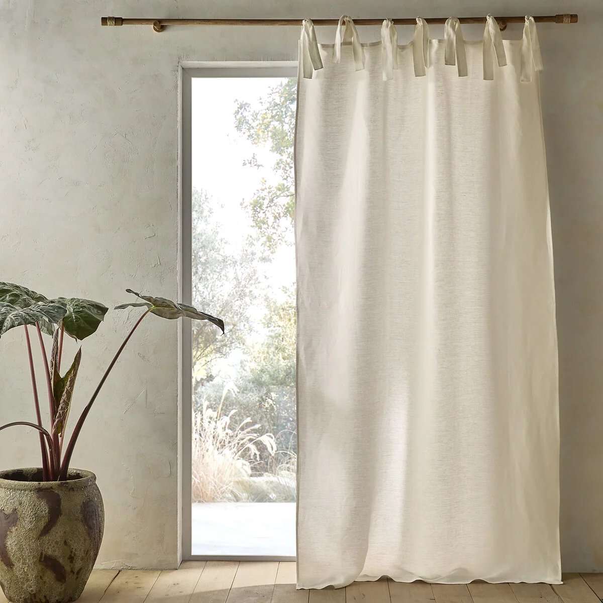 Colin Linen Lined Curtain with Ties – image 1
