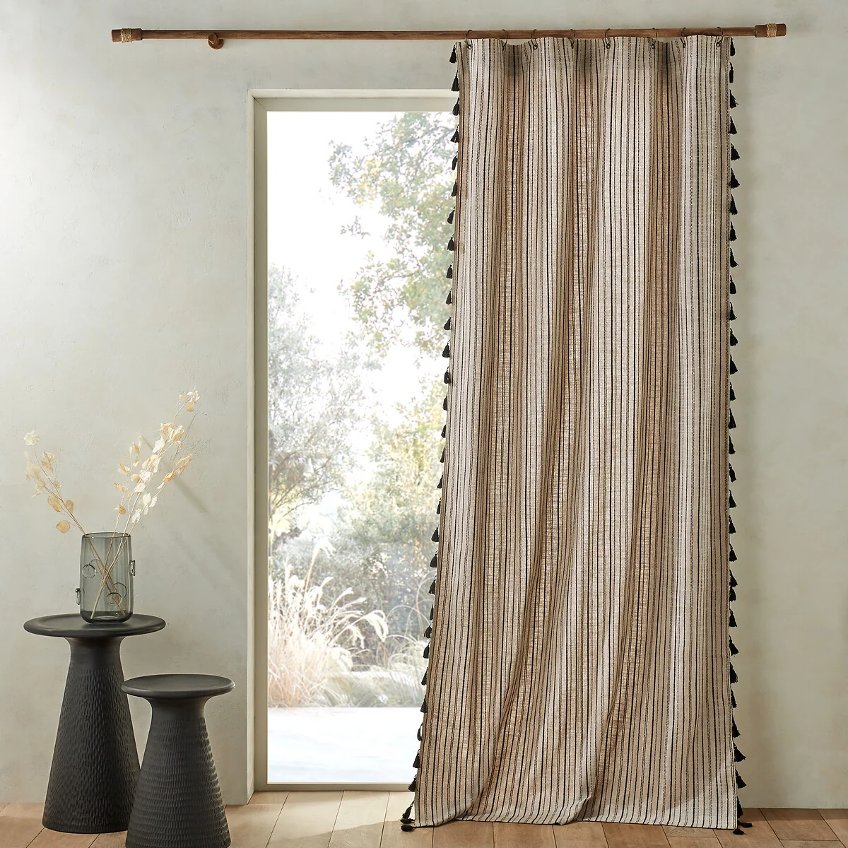 Hamaca Embroidered PomPom 100% Cotton Curtain – image 1