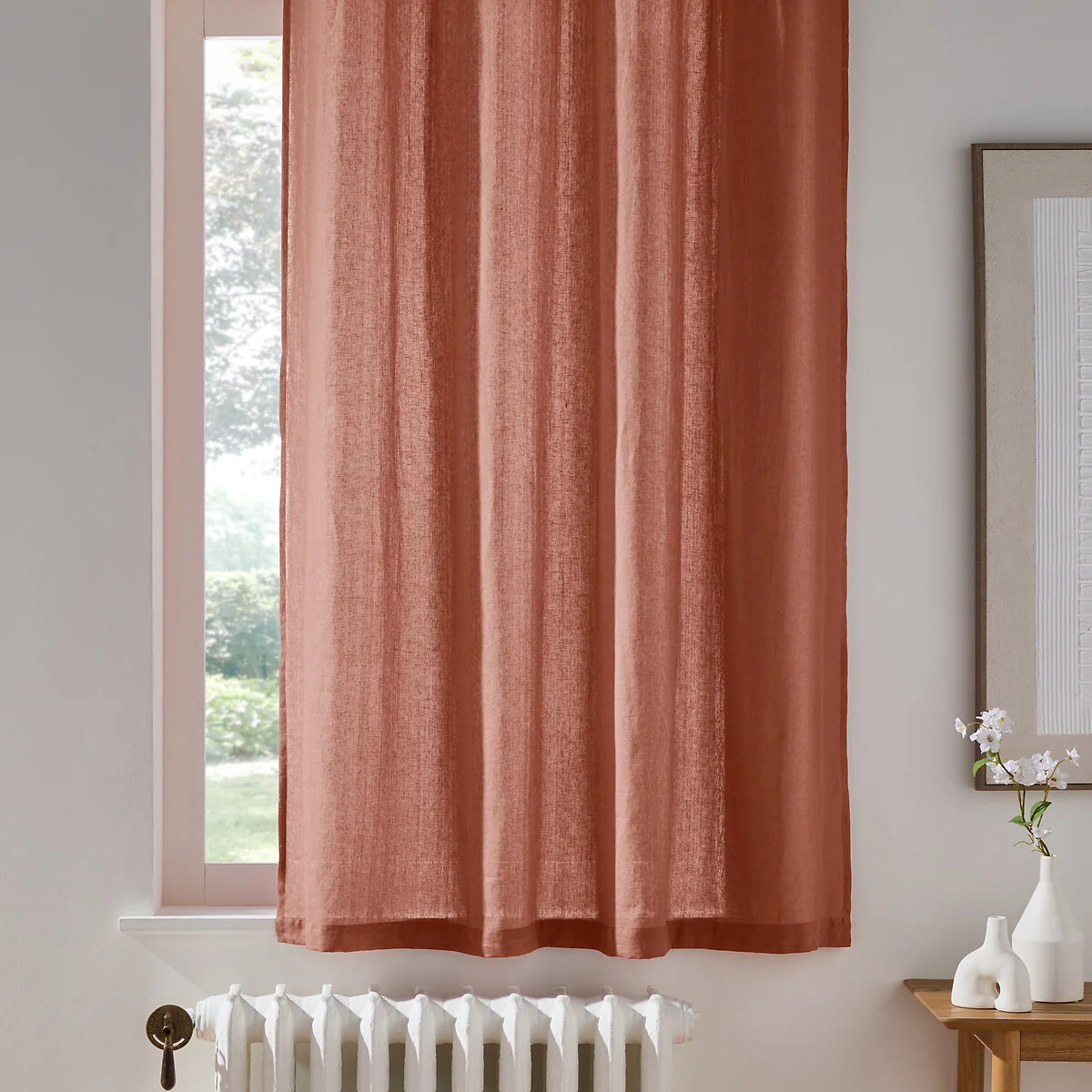 Onega 100% Washed Linen Radiator Curtain with Eyelets – image 2